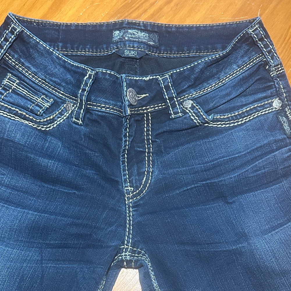 Silver Suki Midboot Dark Blue Jeans